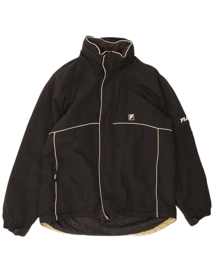 Fila Mens Hooded Padded Jacket UK 40 Large Black Polyamide