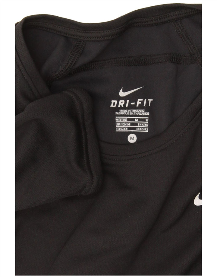 Nike Womens Dri Fit Top Long Sleeve UK 12/14 Medium Black Colourblock