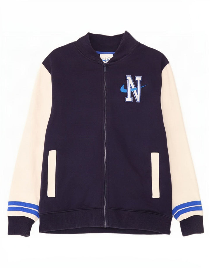 Nike Mens Graphic Tracksuit Top Jacket Large Navy Blue Colourblock Cotton
