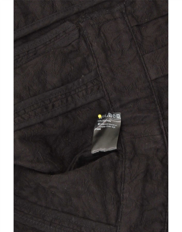 Marks & Spencer Womens Crop 3/4 Sleeve Blazer Jacket UK 14 Large Black