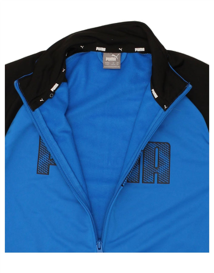PUMA Boys Graphic Tracksuit Top Jacket 13-14 Years Blue Colourblock Vintage Puma and Second-Hand Puma from Messina Hembry 