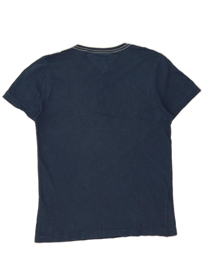 TOMMY HILFIGER Mens Graphic T-Shirt Top Small Navy Blue Cotton Vintage Tommy Hilfiger and Second-Hand Tommy Hilfiger from Messina Hembry 