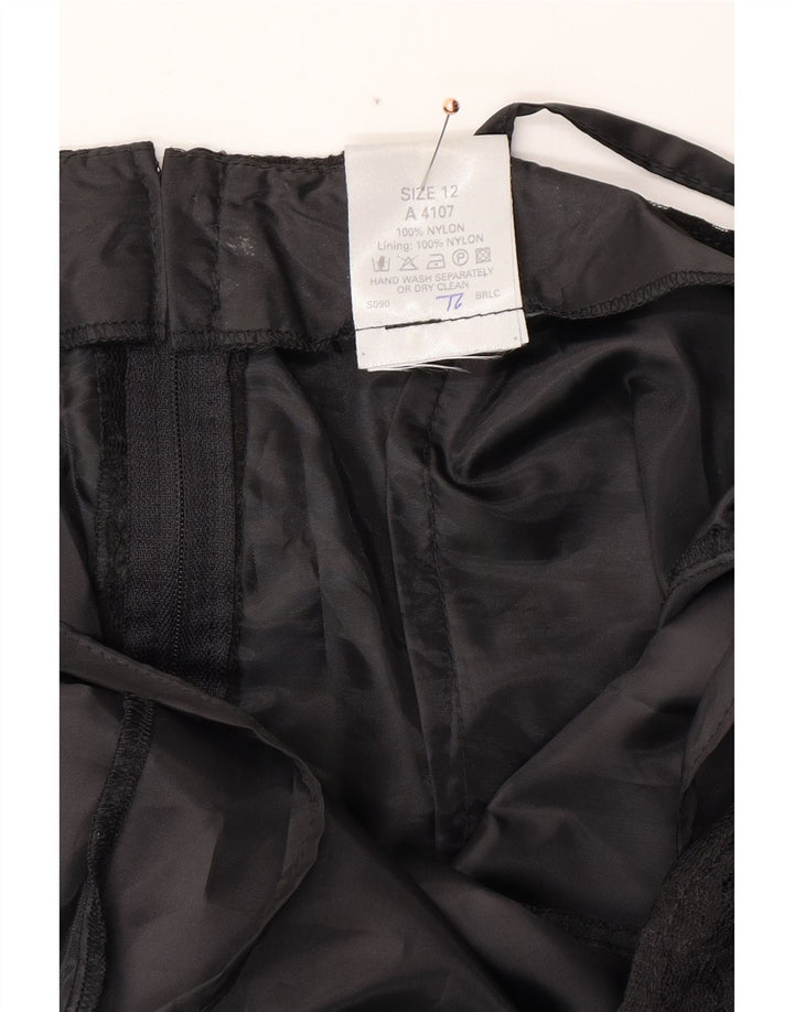 CLASSIC Womens A-Line Dress UK 12 Medium Black Floral Nylon