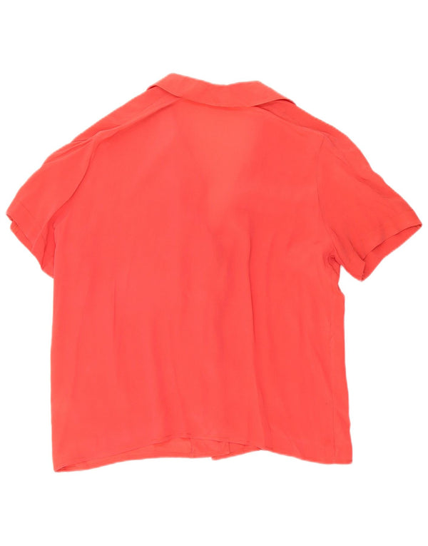 Vintage Womens Short Sleeve Shirt Blouse UK 10 Small Orange Silk