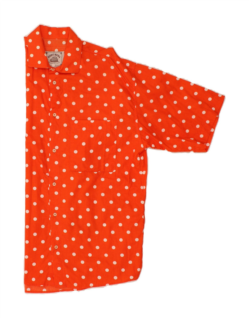 VINTAGE Mens Short Sleeve Shirt Large Orange Polka Dot Cotton Vintage Vintage and Second-Hand Vintage from Messina Hembry 