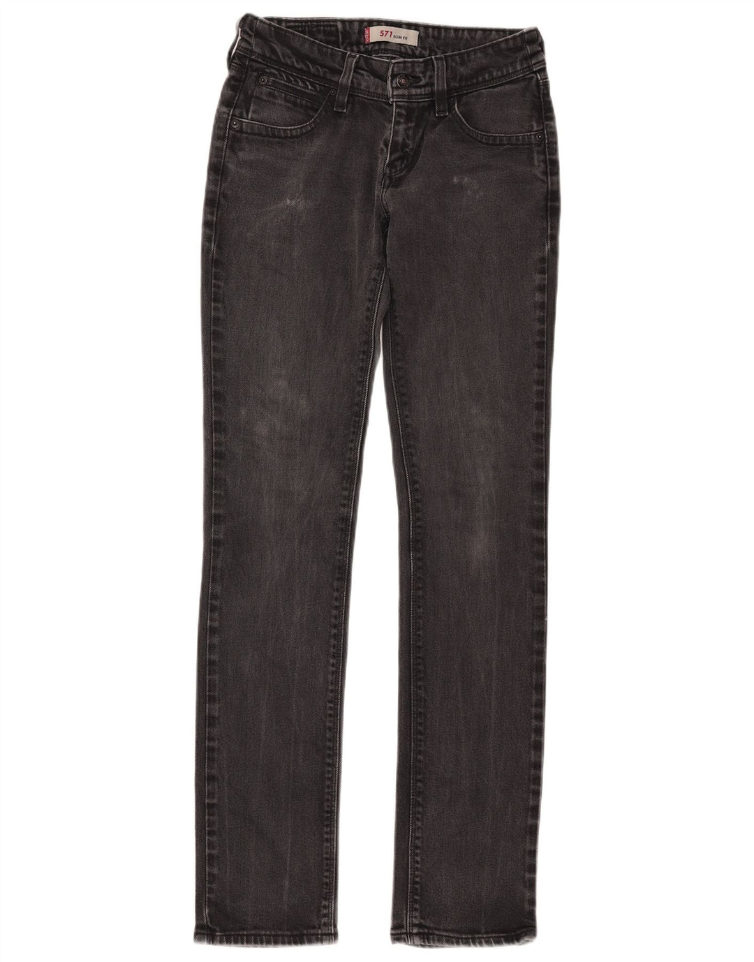 Levi's Womens 571 Slim Jeans W28 L34 Black Cotton