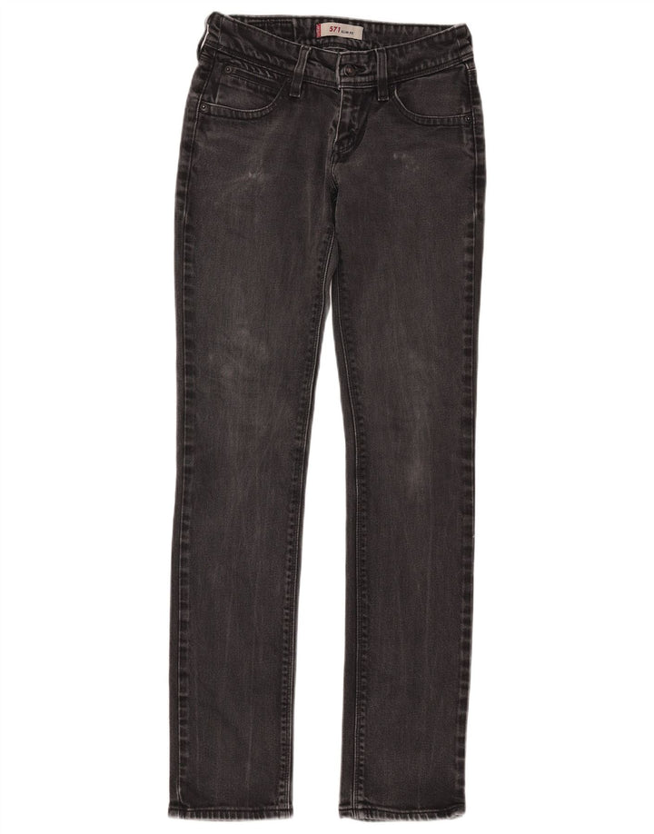 Levi's Womens 571 Slim Jeans W28 L34 Black Cotton