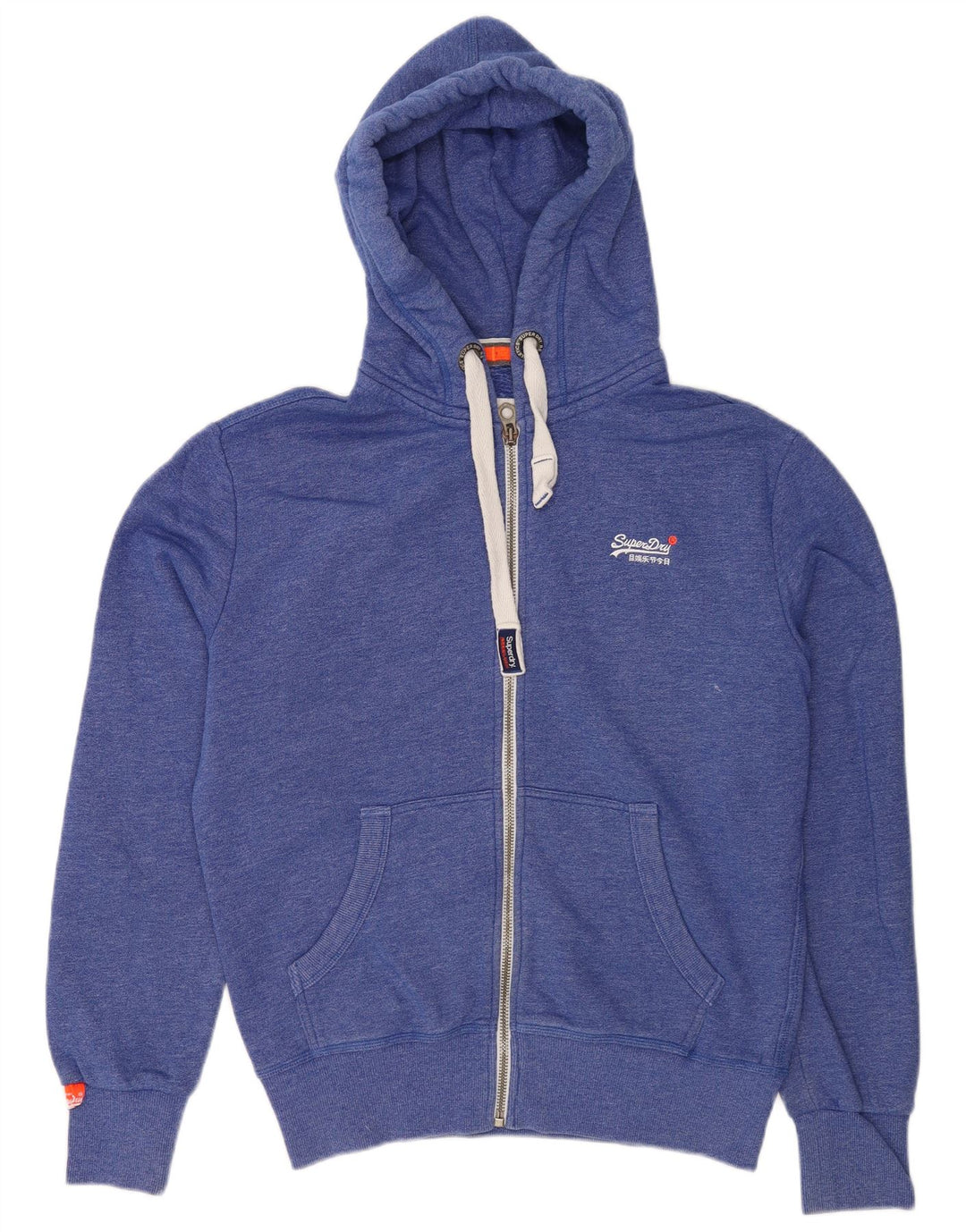 Superdry Mens Zip Hoodie Sweater Medium Blue Cotton