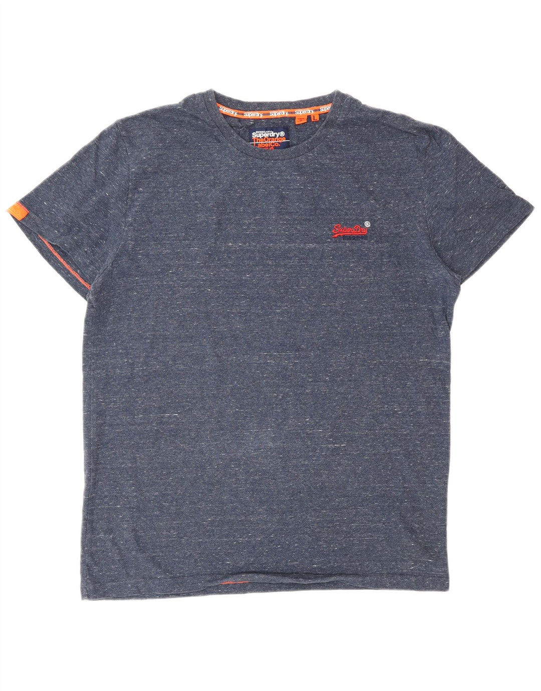 SUPERDRY Mens T-Shirt Top Large Navy Blue Flecked Cotton