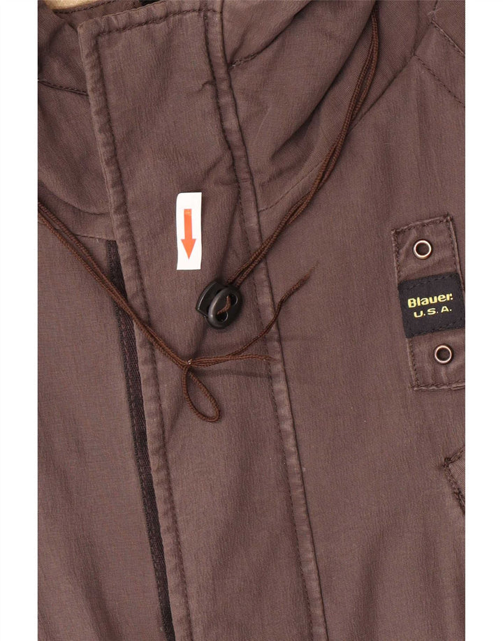 Blauer Mens Hooded Padded Jacket UK 36 Small Brown Polyamide