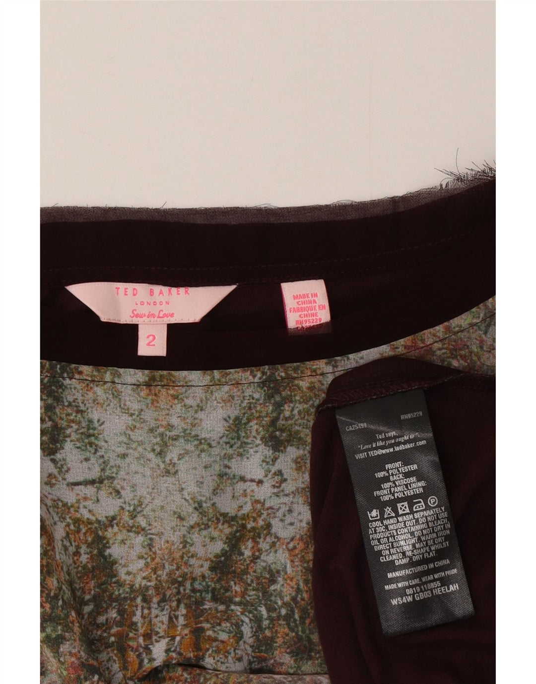 Ted Baker Womens Oversized Graphic T-Shirt Top Size 2 Small Brown Floral