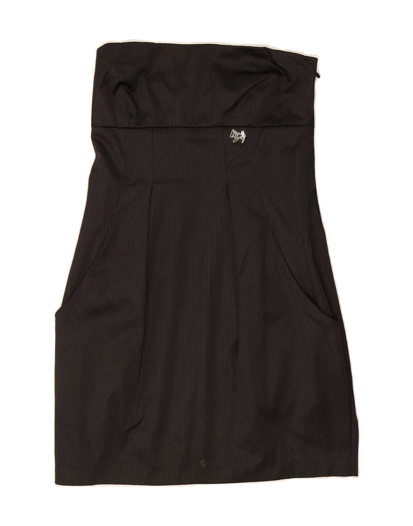MISS SIXTY Womens Strapless Dress UK 14 Large Black Pinstripe Vintage Miss Sixty and Second-Hand Miss Sixty from Messina Hembry 