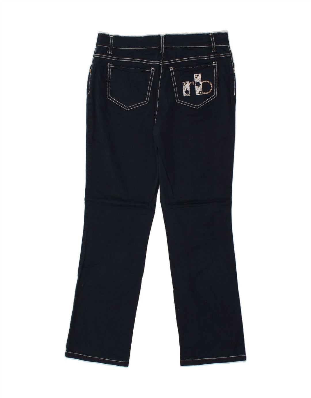 ROCCOBAROCCO Womens Casual Trousers  IT 44 Medium W30 L28 Navy Blue Cotton Vintage Roccobarocco and Second-Hand Roccobarocco from Messina Hembry 