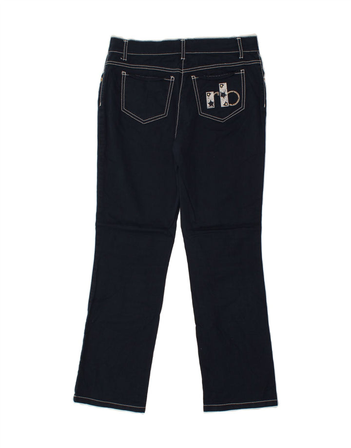 ROCCOBAROCCO Womens Casual Trousers  IT 44 Medium W30 L28 Navy Blue Cotton Vintage Roccobarocco and Second-Hand Roccobarocco from Messina Hembry 