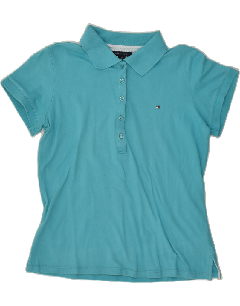 TOMMY HILFIGER Womens Polo Shirt UK 10 Small Blue Cotton | Vintage Tommy Hilfiger | Thrift | Second-Hand Tommy Hilfiger | Used Clothing | Messina Hembry 