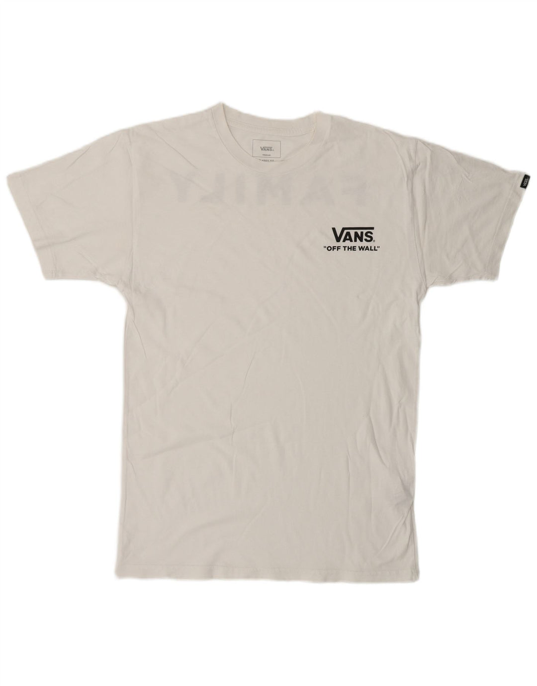 VANS Mens Classic Fit Graphic T-Shirt Top Medium White Cotton