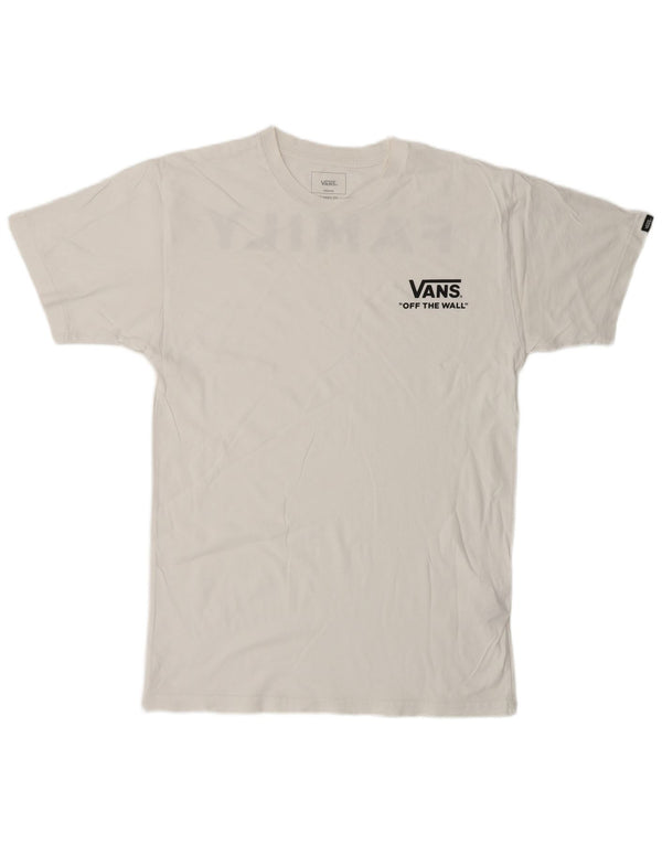 VANS Mens Classic Fit Graphic T-Shirt Top Medium White Cotton