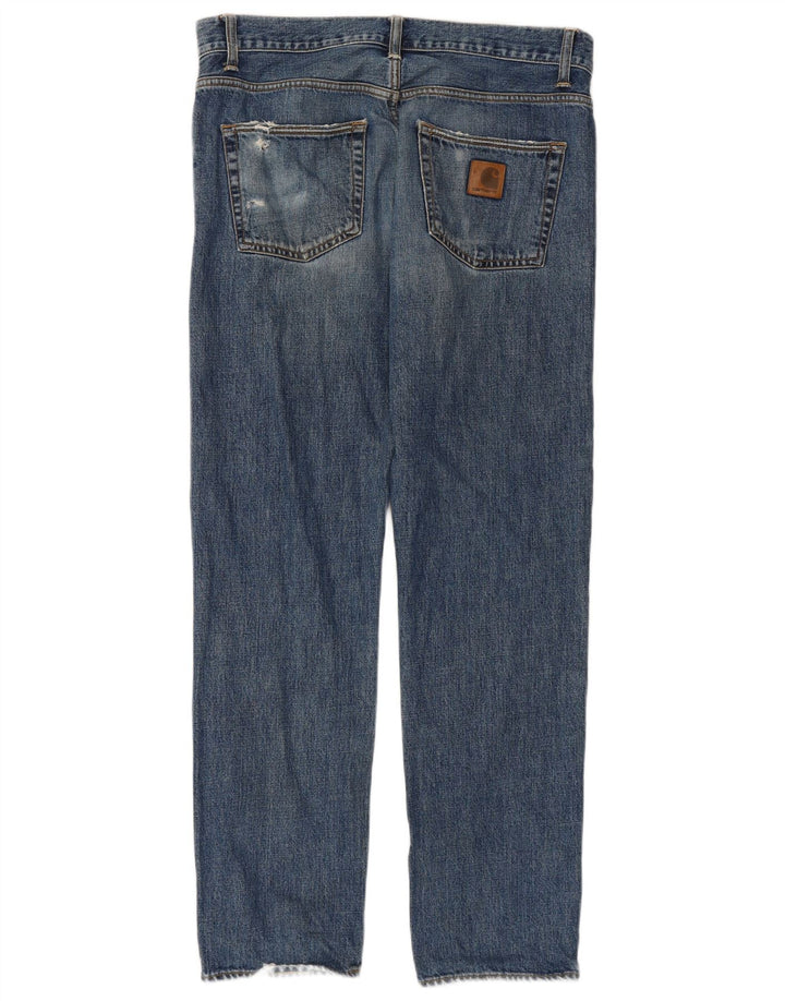 CARHARTT Mens Straight Jeans W34 L32 Blue Cotton