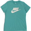 NIKE Womens Graphic T-Shirt Top UK 14 Medium Turquoise Cotton