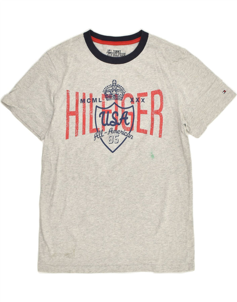 TOMMY HILFIGER Boys Graphic T-Shirt Top 12-13 Years Medium Grey Cotton | Vintage Tommy Hilfiger | Thrift | Second-Hand Tommy Hilfiger | Used Clothing | Messina Hembry 