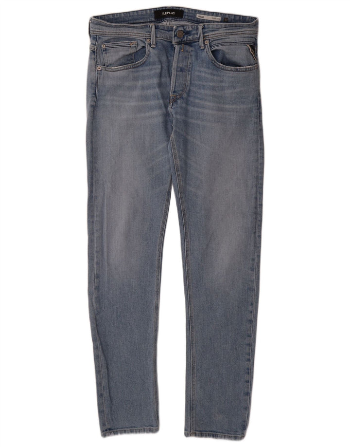 REPLAY Mens Willbi Regular Slim Jeans W32 L32 Blue Cotton