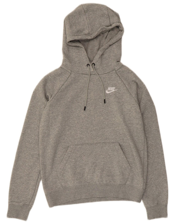 NIKE Womens Hoodie Jumper UK 6 XS Grey Flecked Cotton