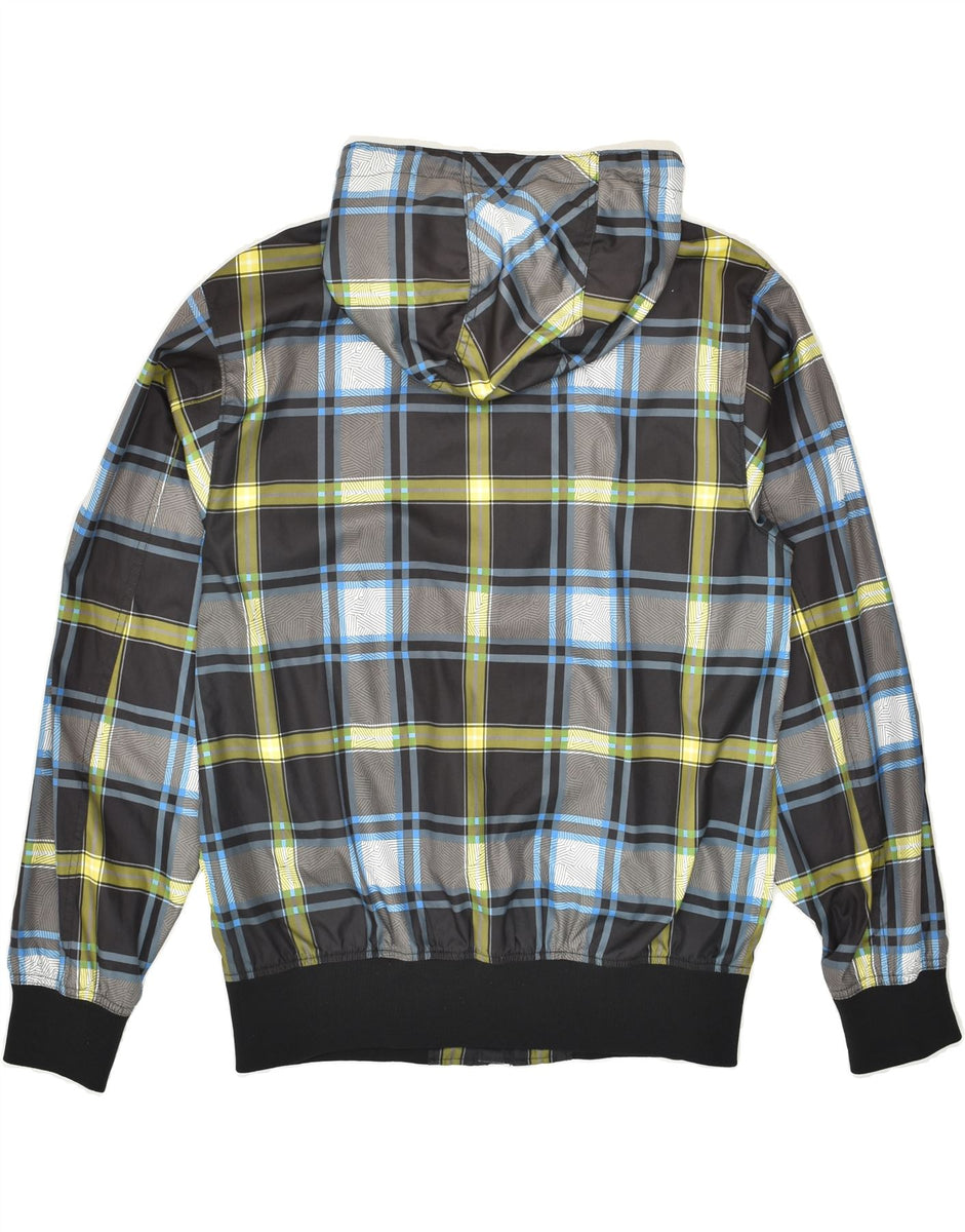 FOX Mens Hooded Rain Jacket Medium Grey Check Polyester | Vintage ...