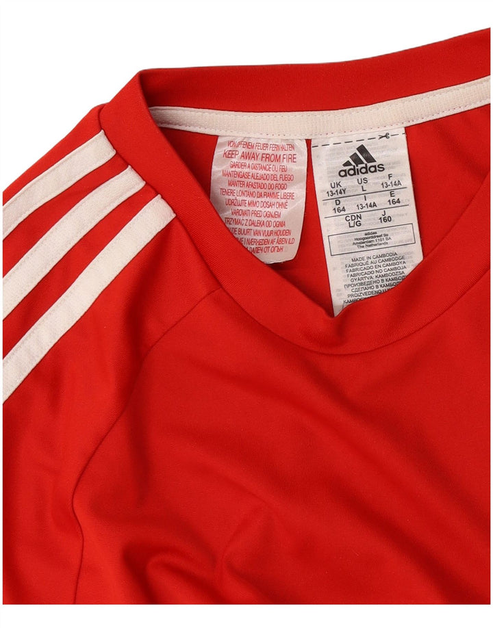 Adidas Boys Aeroready T-Shirt Top 13-14 Years Red Polyester