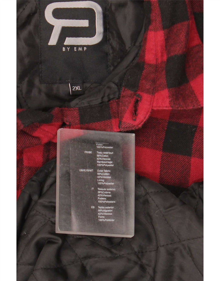 EMP Mens Lumberjack Flannel Shirt 2XL Red Gingham Cotton