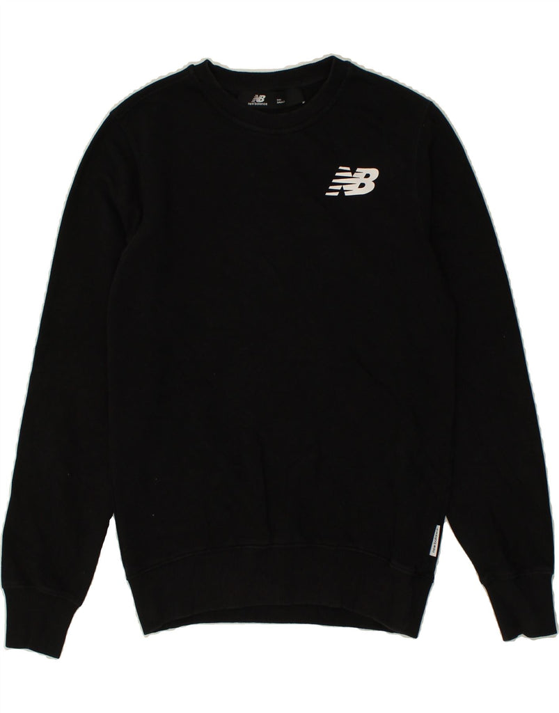 NEW BALANCE Mens Graphic Sweatshirt Jumper Small Black Cotton | Vintage New Balance | Thrift | Second-Hand New Balance | Used Clothing | Messina Hembry 