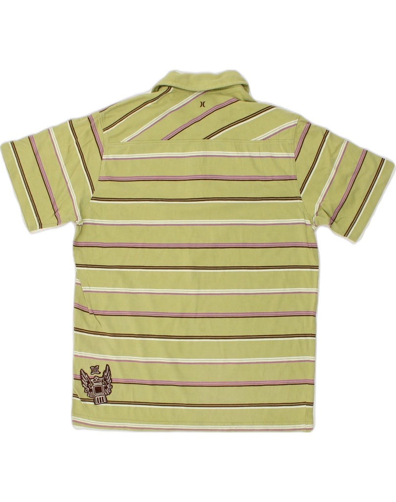 HURLEY Mens Polo Shirt Large Green Striped Cotton | Vintage Hurley | Thrift | Second-Hand Hurley | Used Clothing | Messina Hembry 