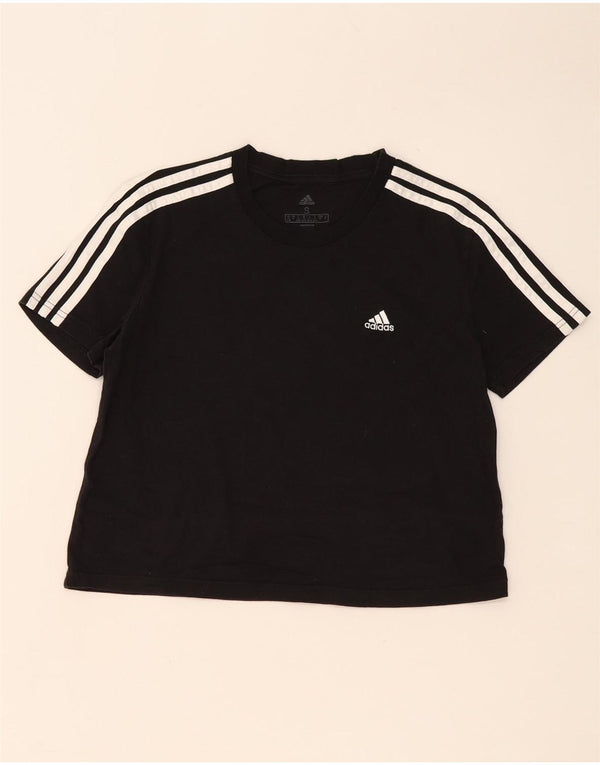 Adidas Womens Crop T-Shirt Top UK 8/10 Small Black Cotton