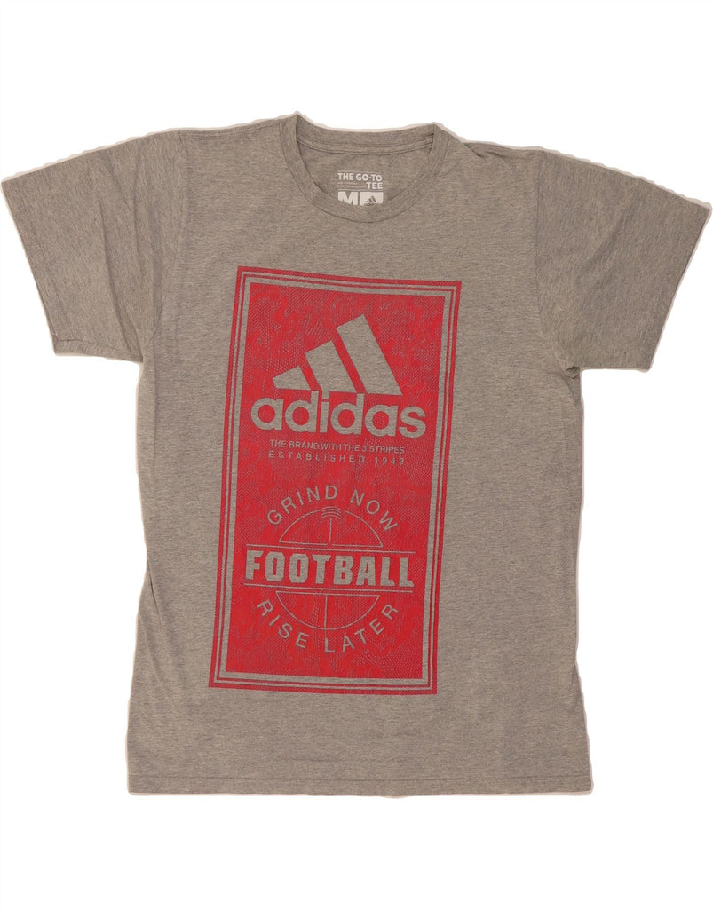 ADIDAS Mens Graphic T-Shirt Top Medium Grey Cotton Vintage Adidas and Second-Hand Adidas from Messina Hembry 