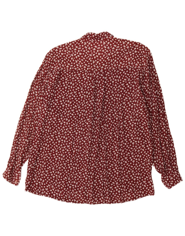 Vintage Womens Shirt UK 18 XL Red Floral Viscose