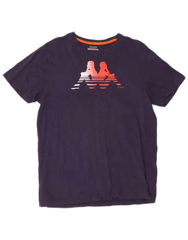 KAPPA Mens Graphic T-Shirt Top XL Navy Blue Cotton