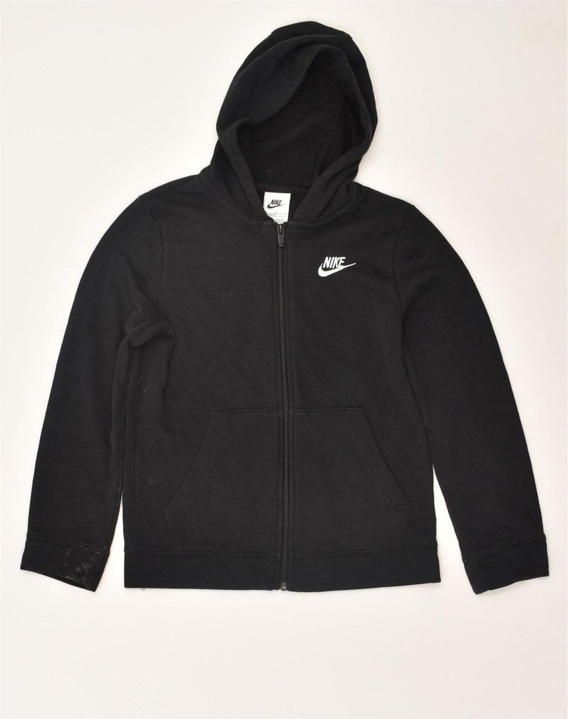 NIKE Boys Zip Hoodie Sweater 11-12 Years Medium Black Cotton | Vintage Nike | Thrift | Second-Hand Nike | Used Clothing | Messina Hembry 