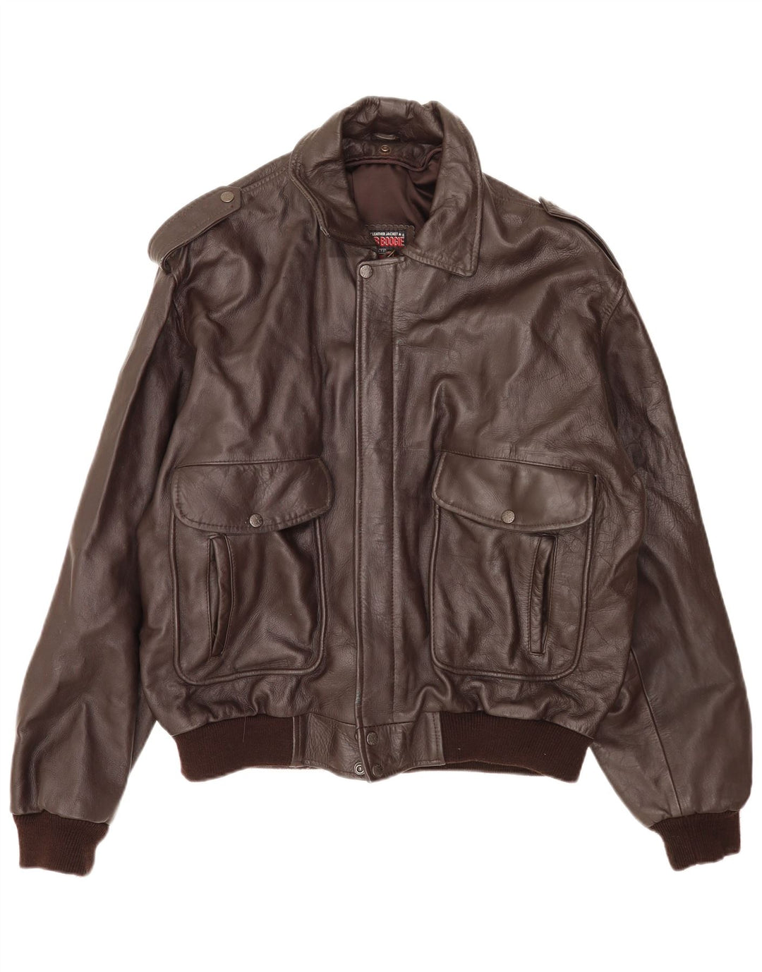 Bomb Boogie Mens Leather Flight Aviator Jacket UK 42 XL Brown