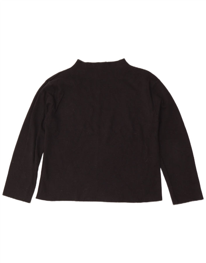 Zara Womens Top Long Sleeve UK 14 Medium Black Cotton