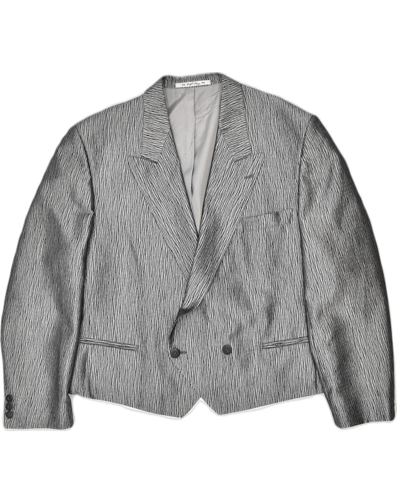 ANGELO LITRICO Womens Crop Double Breasted Blazer Jacket UK 18 XL Grey | Vintage | Thrift | Second-Hand | Used Clothing | Messina Hembry 