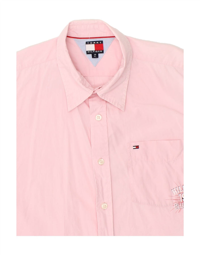 TOMMY HILFIGER Boys Graphic Short Sleeve Shirt 15-16 Years XL Pink Cotton Vintage Tommy Hilfiger and Second-Hand Tommy Hilfiger from Messina Hembry 