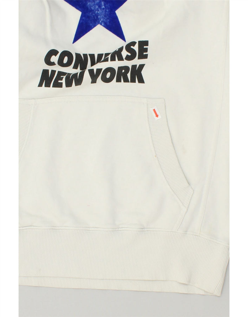CONVERSE Mens Graphic Hoodie Jumper Small White Cotton | Vintage Converse | Thrift | Second-Hand Converse | Used Clothing | Messina Hembry 
