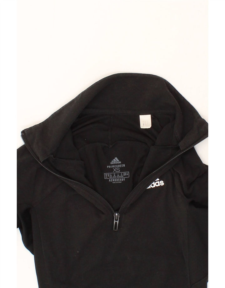 ADIDAS Womens Aeroready Graphic Pullover Tracksuit Top UK 4/6 XS Black Vintage Adidas and Second-Hand Adidas from Messina Hembry 