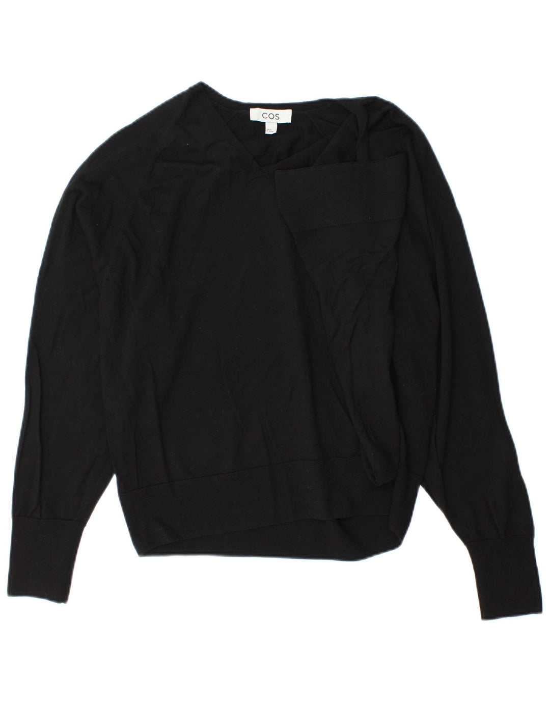 Cos Womens Oversized V-Neck Jumper Sweater UK 6 XS Black