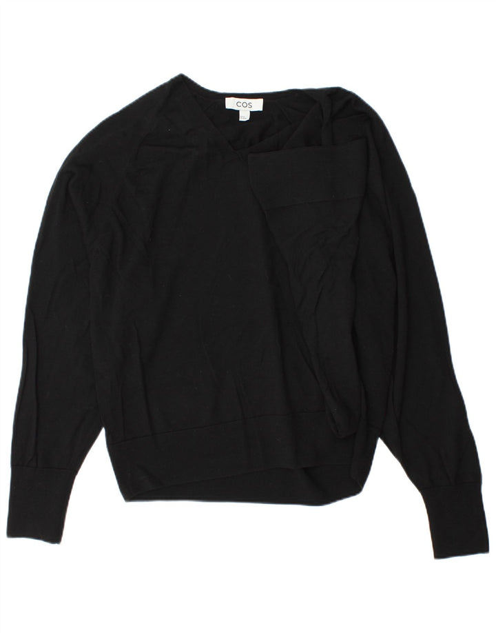 Cos Womens Oversized V-Neck Jumper Sweater UK 6 XS Black