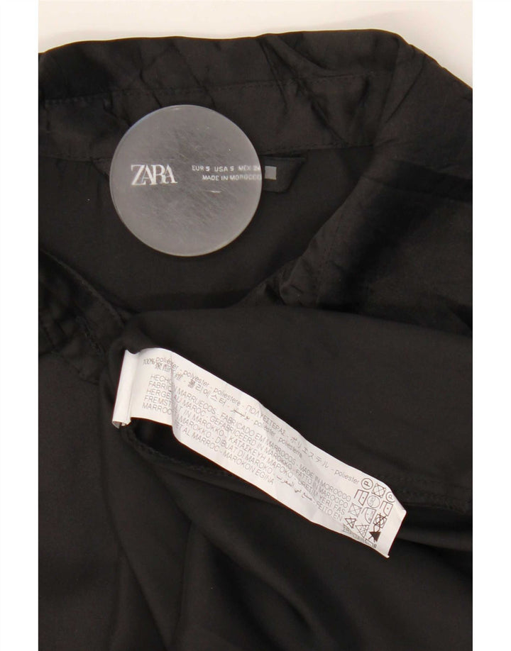 Zara Womens Oversized Shirt Blouse UK 10 Small Black Polyester