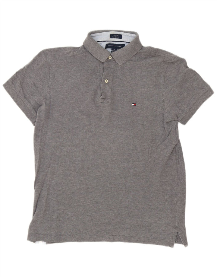 Tommy Hilfiger Mens Custom Fit Polo Shirt Small Grey Cotton