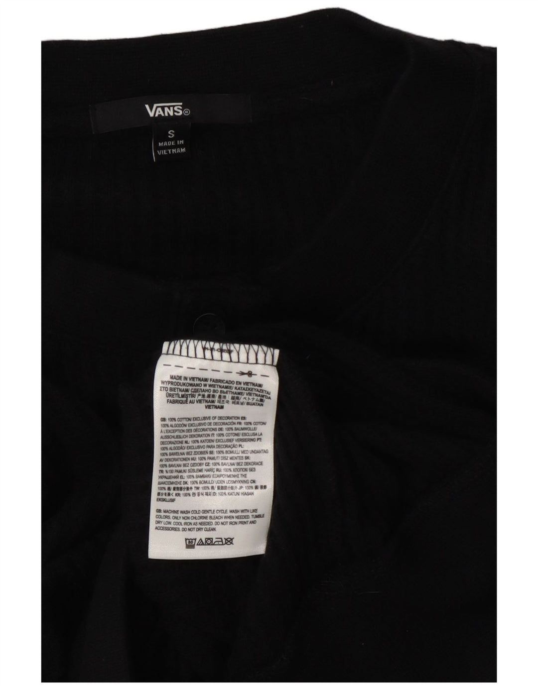 Vans Womens Oversized Crop Button Neck Sweatshirt Jumper UK 10 Small Black