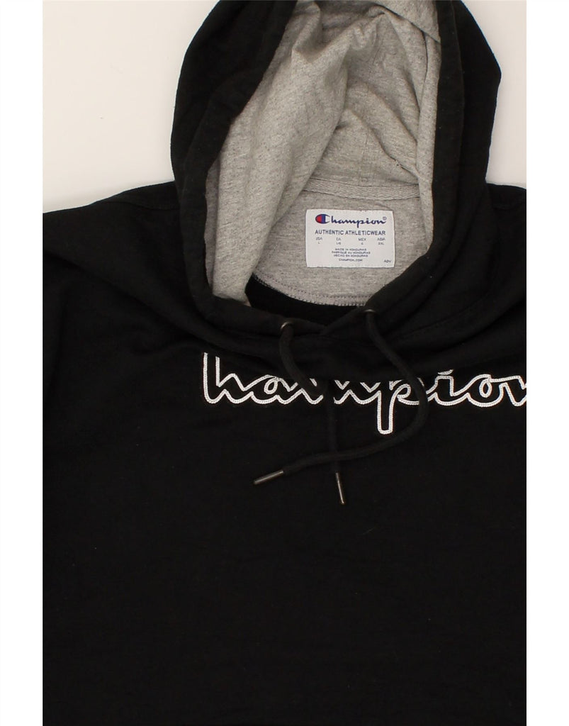 CHAMPION Mens Graphic Hoodie Jumper Large Black Cotton | Vintage Champion | Thrift | Second-Hand Champion | Used Clothing | Messina Hembry 