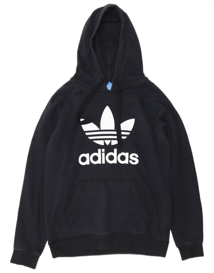 Adidas Mens Graphic Hoodie Jumper Medium Black Cotton