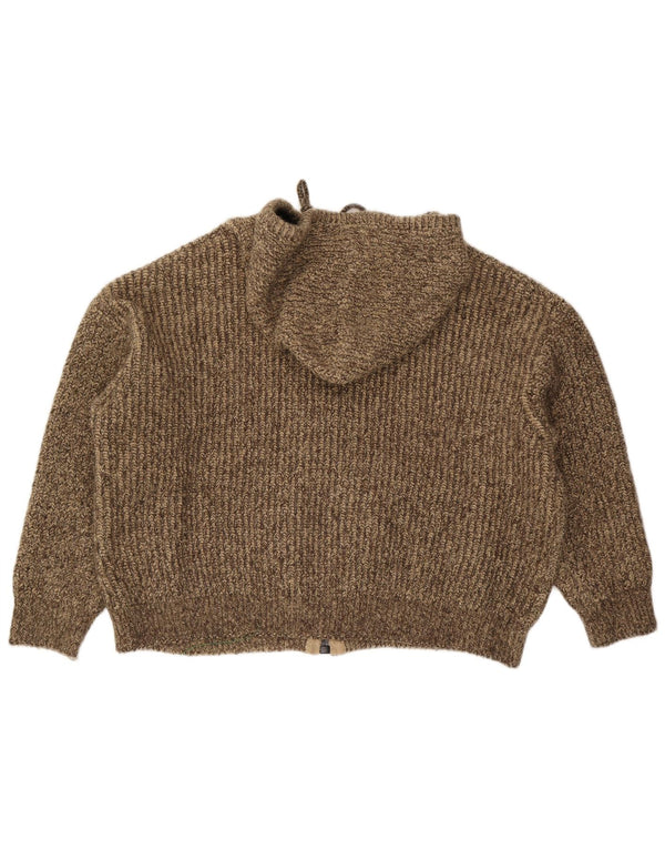 Zara Womens Hooded Oversized Cardigan Sweater UK 6 XS Beige Flecked
